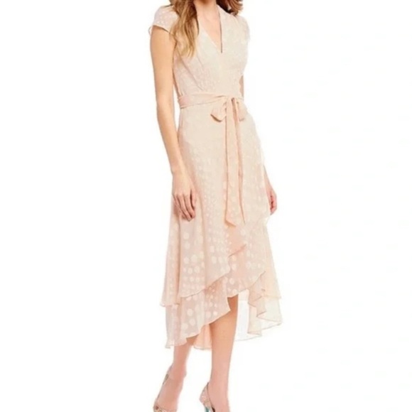Betsey Johnson Pink Asymmetrical Wrap Midi Dress Light Pink size 4 - Picture 1 of 9